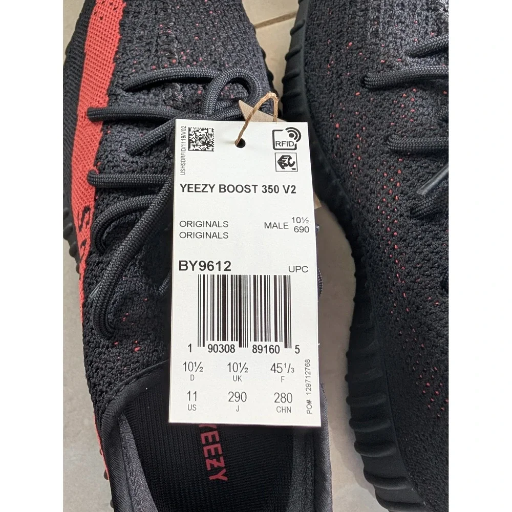 Adidas Yeezy Boost 350 V2 Core Black Red BY9612 Mens Sneakers Size 11 NWT - Picture 5 of 9